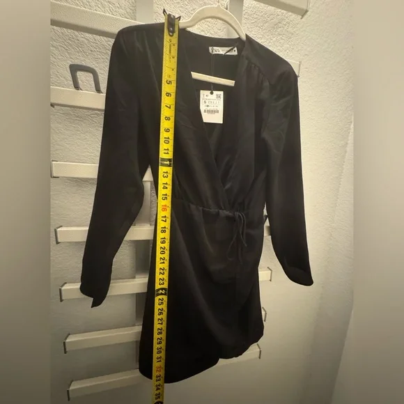 ZARA Black Long Sleeve V Neck Dress size Small - Picture 6 of 6